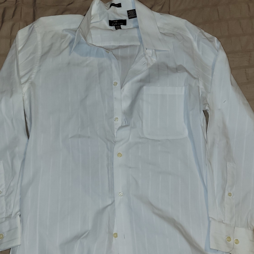 Cafe Luna Mens Size M White Dress Shirt Classic Formal Style Like New Worn Once